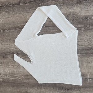 Asos Asymmetric Cut Out One Shoulder Knit Top Sweater in White